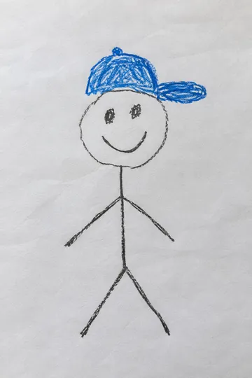 The drawing on paper: Stick figure